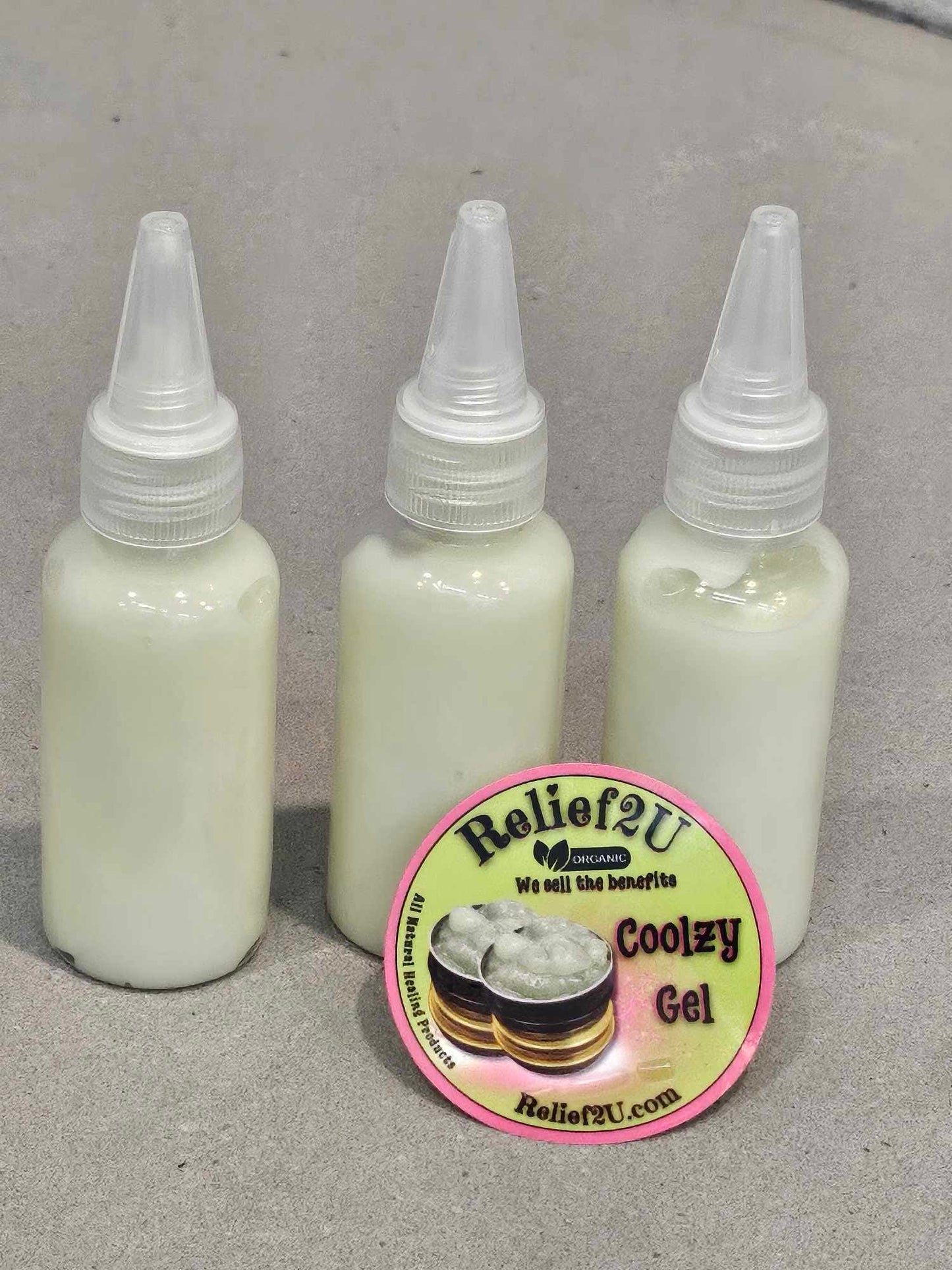 COOLZY GEL (ORGANIC) 1oz Glass Pump Jar/1oz Plastic Tip Bottle