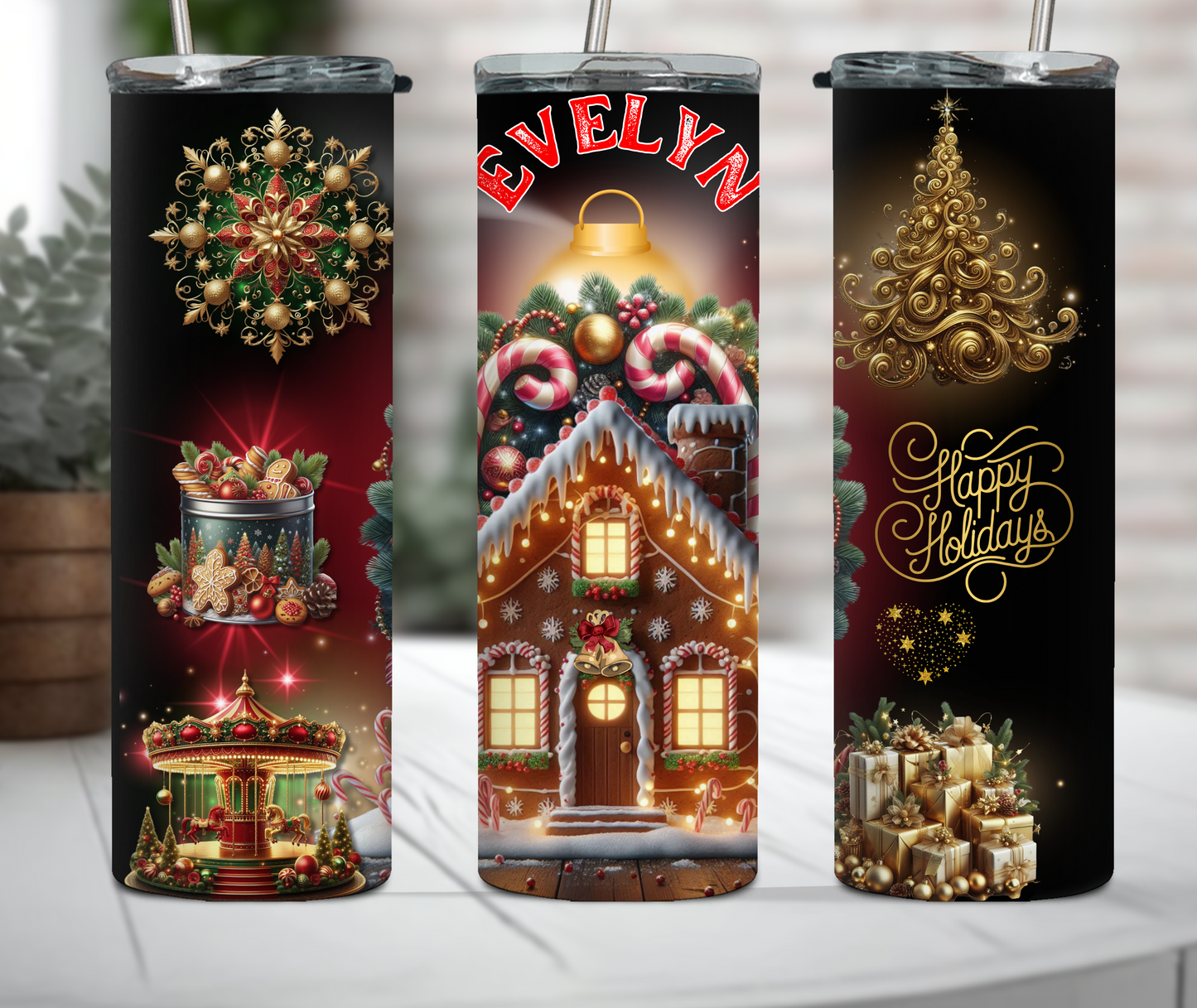 HOLIDAY GLO  (Personalized) 20oz Tumbler w/Stainless Steel Straw